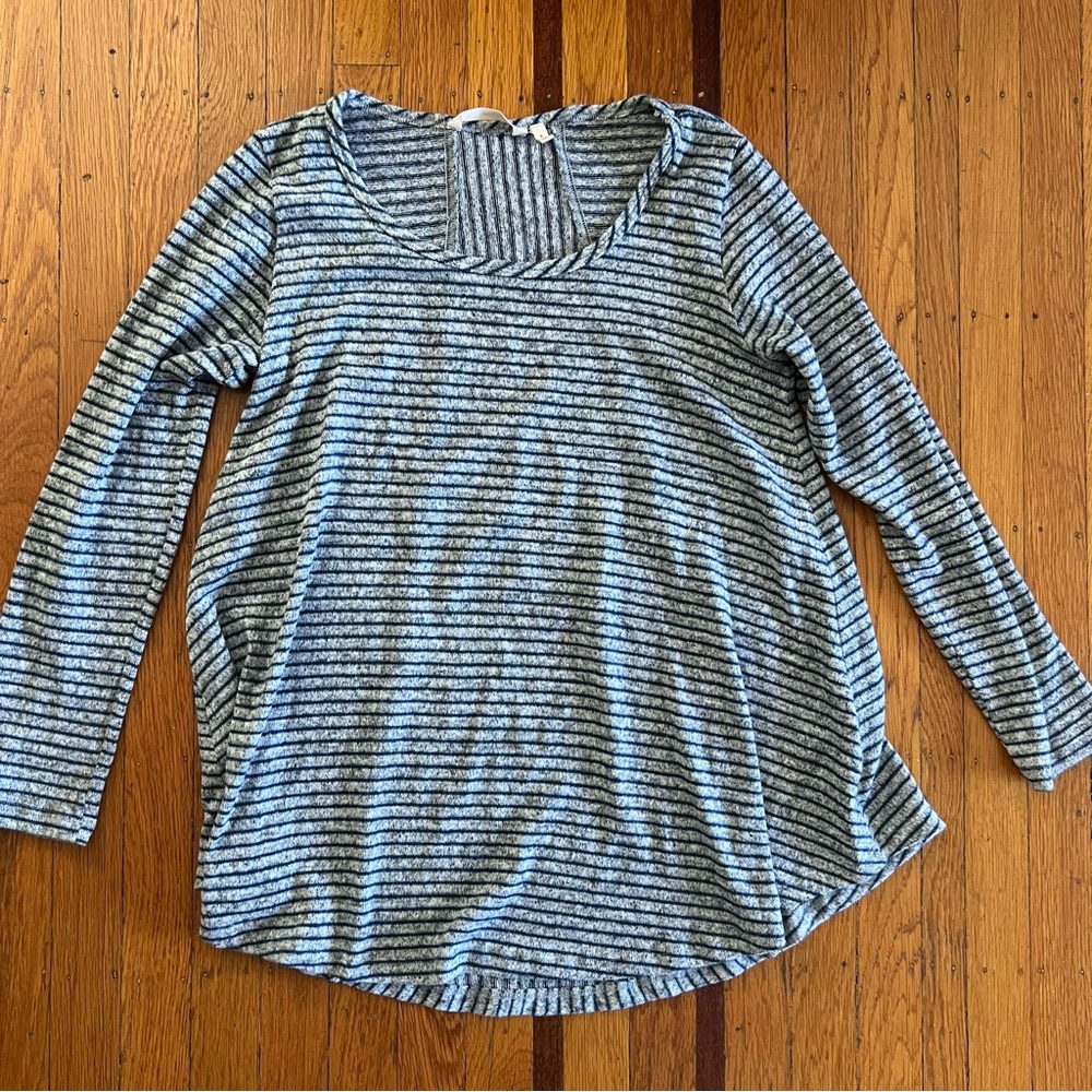 Soft Surroundings striped top s small NWOT gray navy